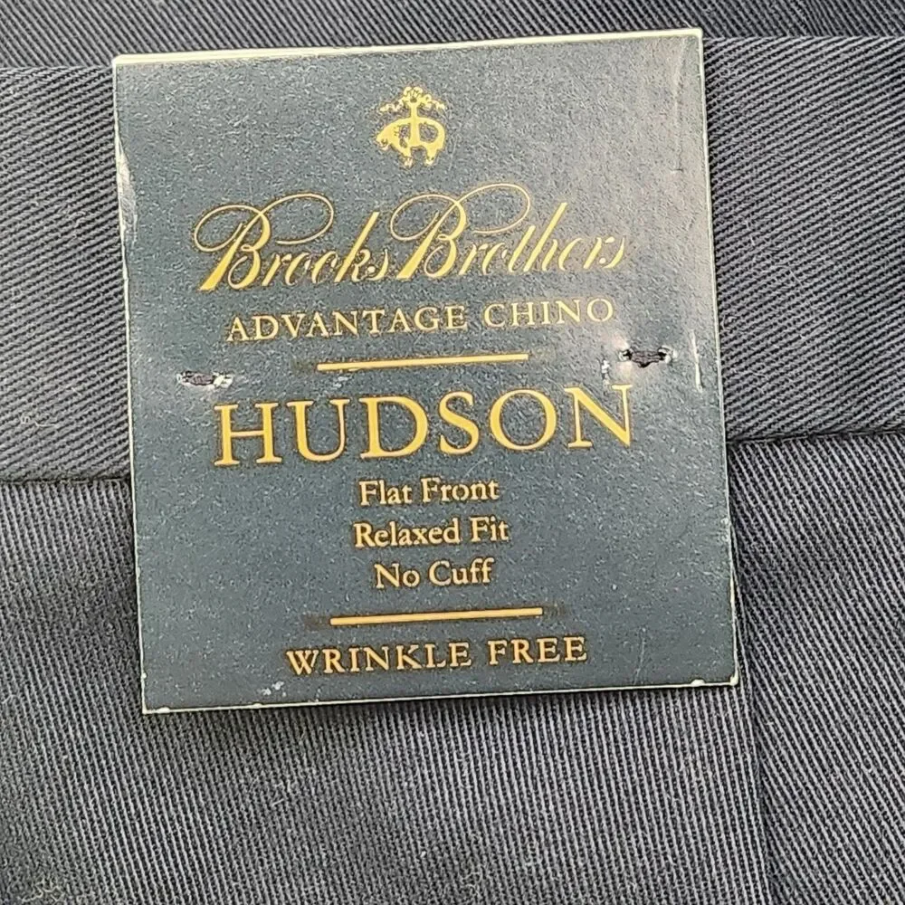 NWT Brooks Brothers Hudson Advantage Chino Pants Men's 35x30 Navy Straight Flat